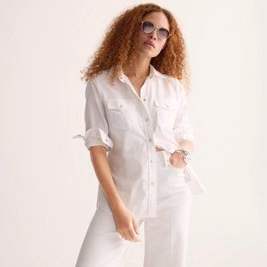 NWT J. Crew Slim-fit Chambray Shirt in White, Size 10